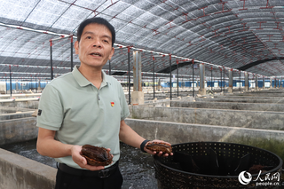 李镜波介绍鲍鱼养殖产业。人民网记者 林盈摄